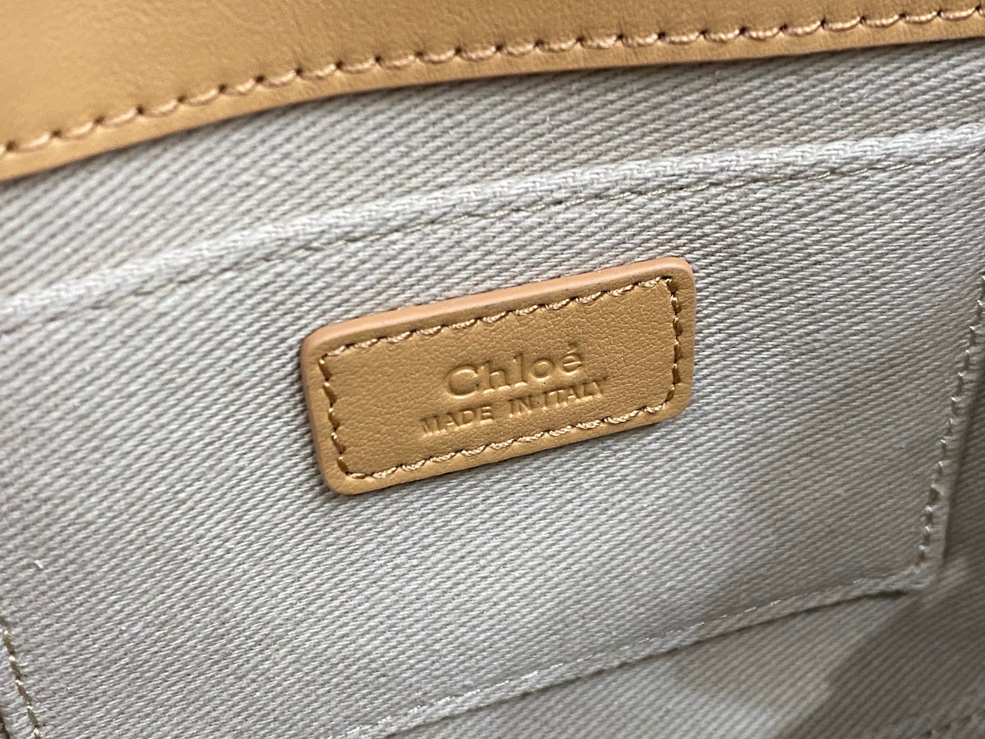 Chloe Mini Woody Tote Bag In Milky Brown Soft Smooth Calfskin Leather